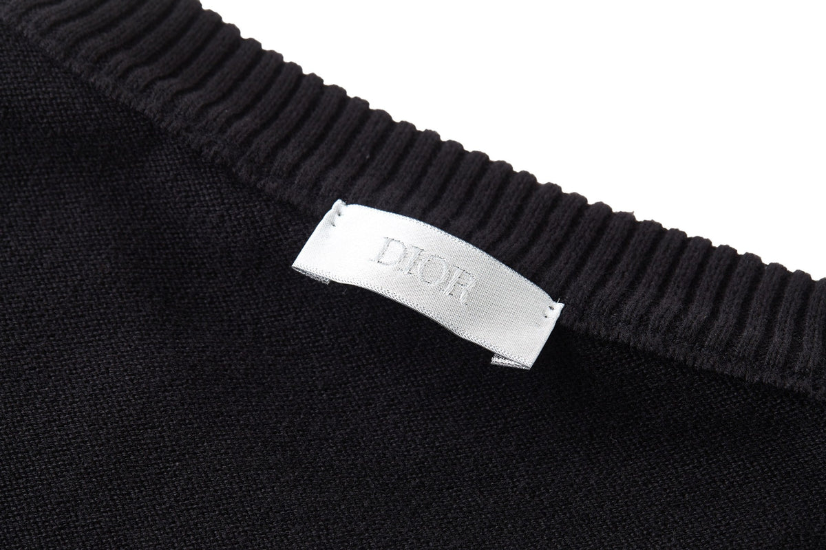 CD Embroidered Logo Sweater Black Wool Cotton