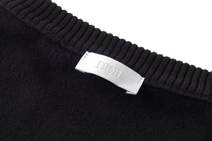 CD Embroidered Logo Sweater Black Wool Cotton