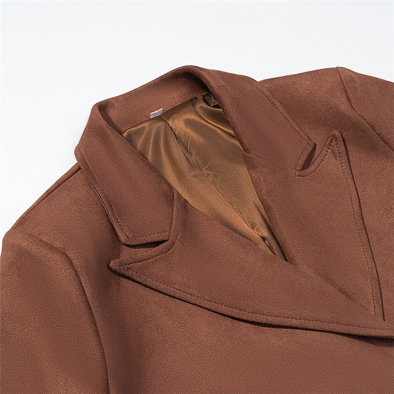 Long Plush Texture Trench Coat