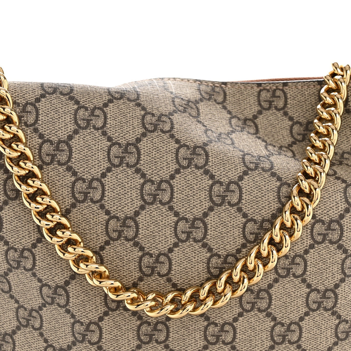 GG Supreme Monogram Large Linea A Hobo Light Brown