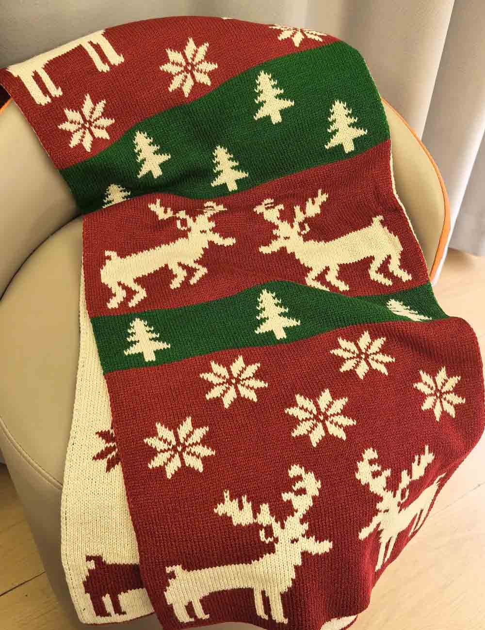Winter Warm Shawl Christmas Theme Knit Scarf