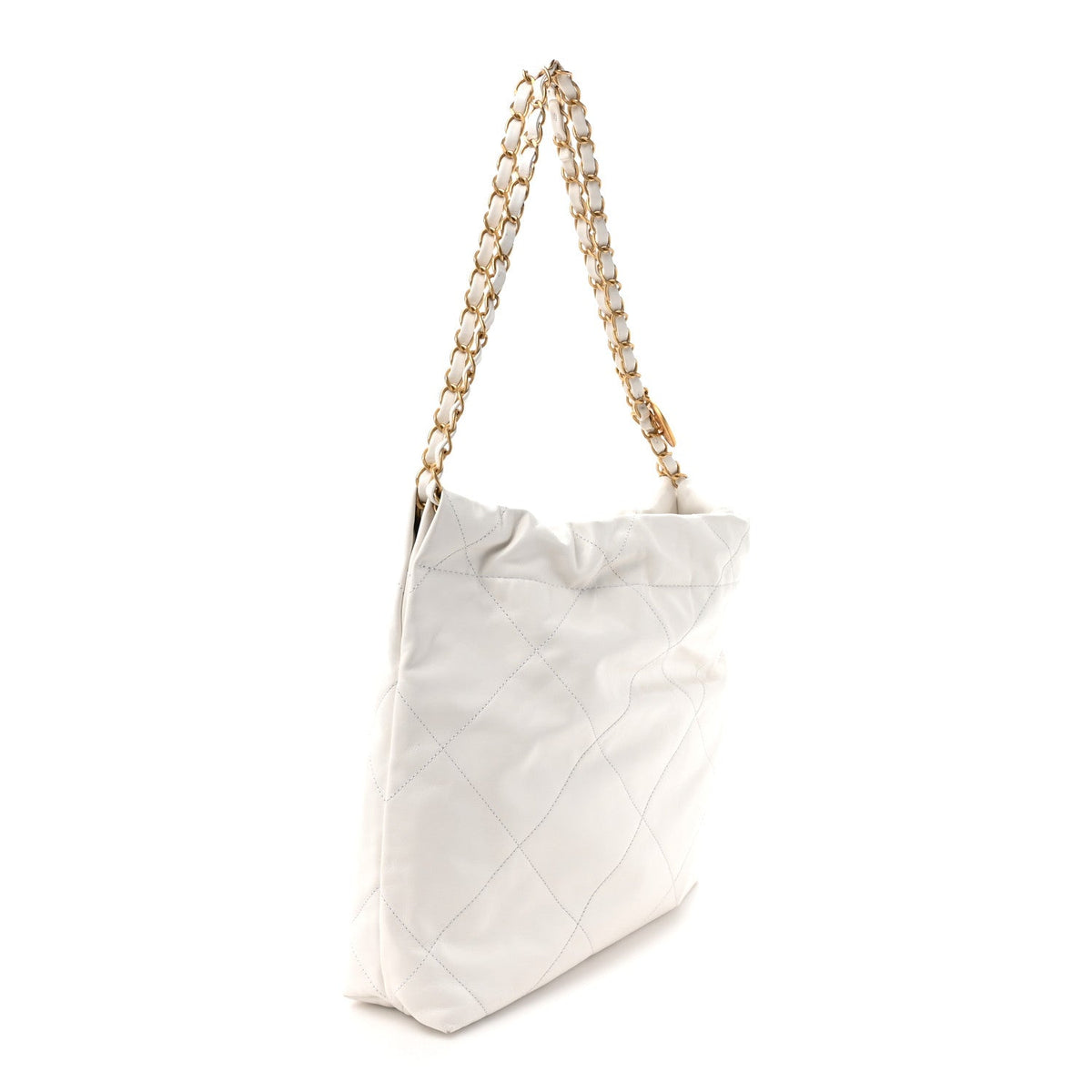 Shiny Calfskin Quilted Small Chanel 22 White