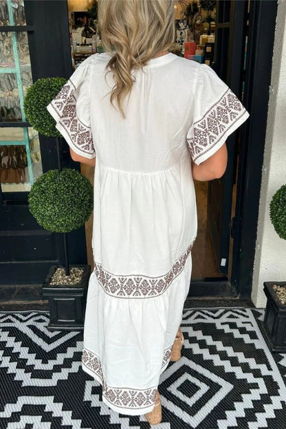 Women's V-Neck Boho Maxi Dress
