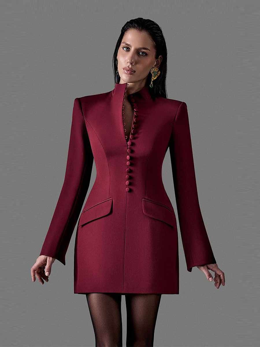 Autumn Shaped Neckline Mini Dress