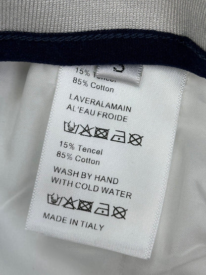 CC Drawstring Webbing Trousers White Cotton Tencel 350186