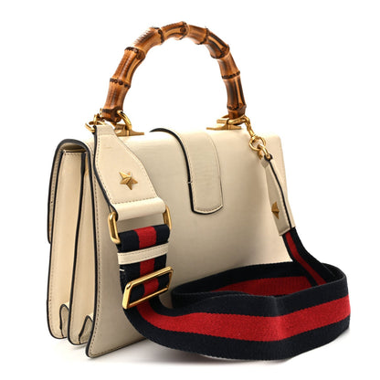 Calfskin Bamboo Web Medium Dionysus Top Handle Bag White Blue Hibiscus Red