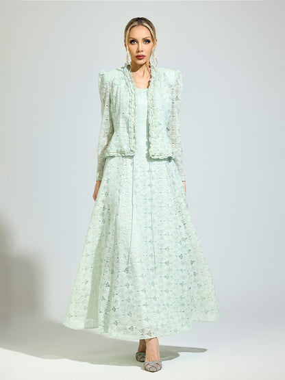 Estelle Elegant Green Two-Piece Lace Set