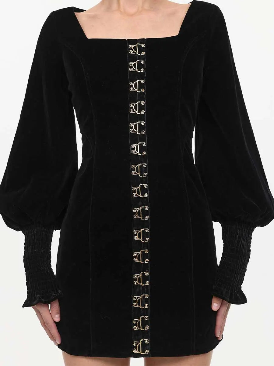 Ada Vintage Mini Dress In Black