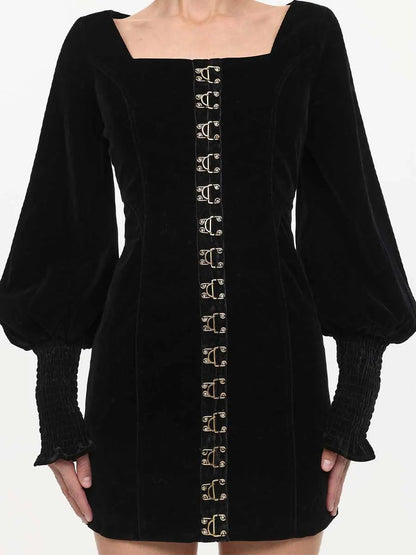 Ada Vintage Mini Dress In Black