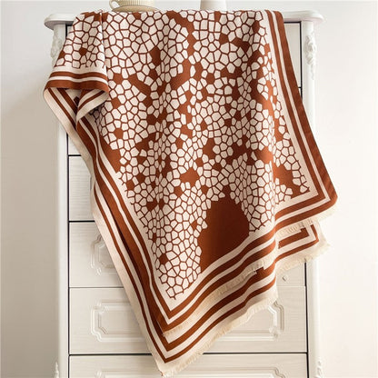 Jacquard Fringed Cashmere-Like Scarf