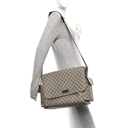 GG Plus Monogram Messenger Diaper Bag Dark Brown
