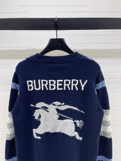 Burberry 25 Crew Neck Long-Sleeve Sweater Navy Blue Wool Cashmere