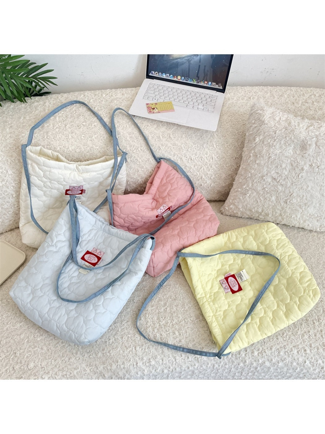 Cosbai - Quilted Plaid Shoulder Crossbody Bag