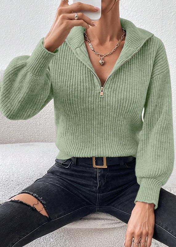 Cozy Knit Sweater With Zipper Detail
