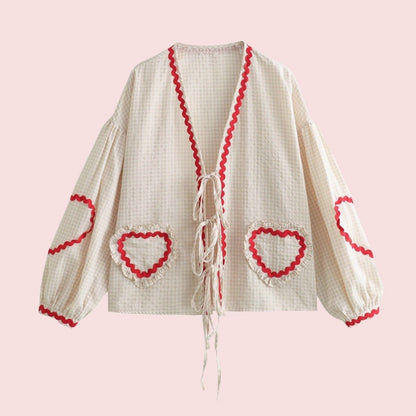 Crosa - Oversized Checkered Love Cardigan - Breezy Summer Cover-Up