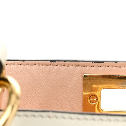 Vitello Seta Nappa Bi-Color Small Peekaboo I SEE U Satchel White Ice Light Rose Tortora