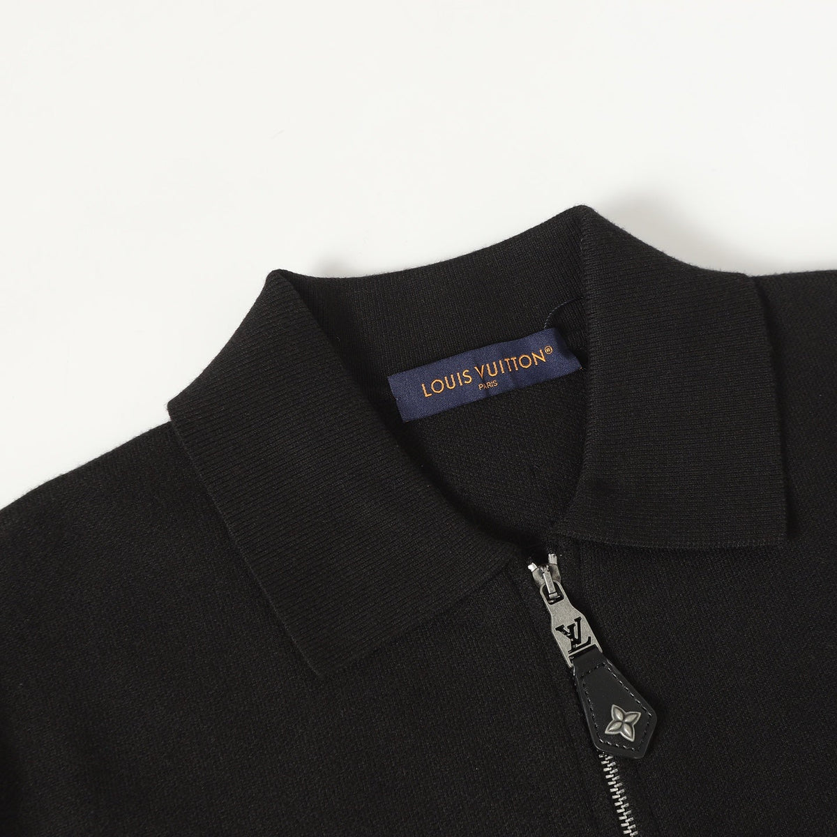 LV Leather Knit Wool Zip-Up Jacket 494212