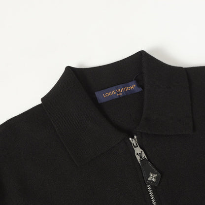LV Leather Knit Wool Zip-Up Jacket 494212