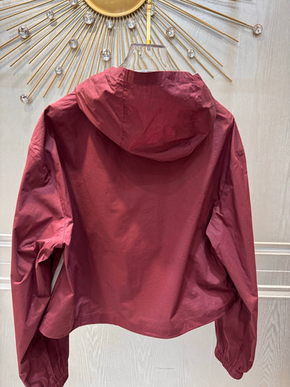 Miumiu 2026 Hooded Jacket Burgundy Polyester