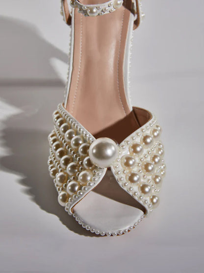 Cyrix Pearl Strap Sandals In Apricot