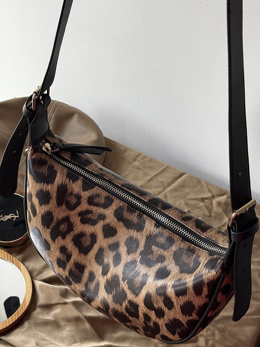Avery Leopard-Print Crescent Crossbody Bag
