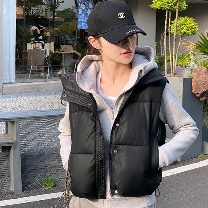 Collar Solid Color Vest Outerwear