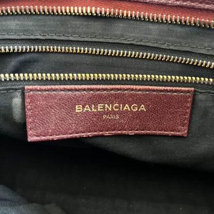 Balenciaga Burgundy Leather Small Metallic Edge City Bag