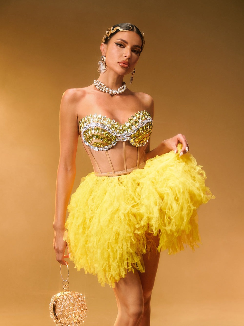 Dakan Strapless Corset Tulle Skirt Set