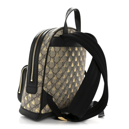 GG Supreme Monogram Bees Print Small Day Backpack Beige Oro Black