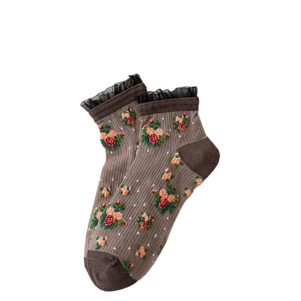 Rufia - Floral Lace Ankle Socks – 5 Colors