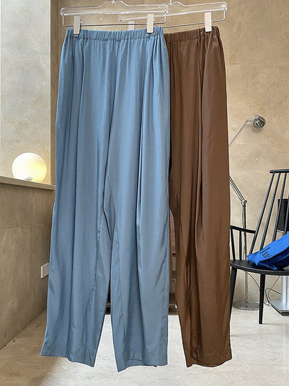 Casual Lightweight Loose High-Waisted Solid Color Wide Leg Pants