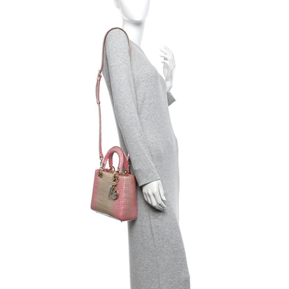 Metallic Alligator Gradient Small Lady Dior Pink