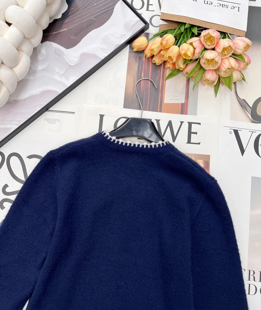 CC 26 Knit Cardigan Navy Blue Wool Cashmere 785151