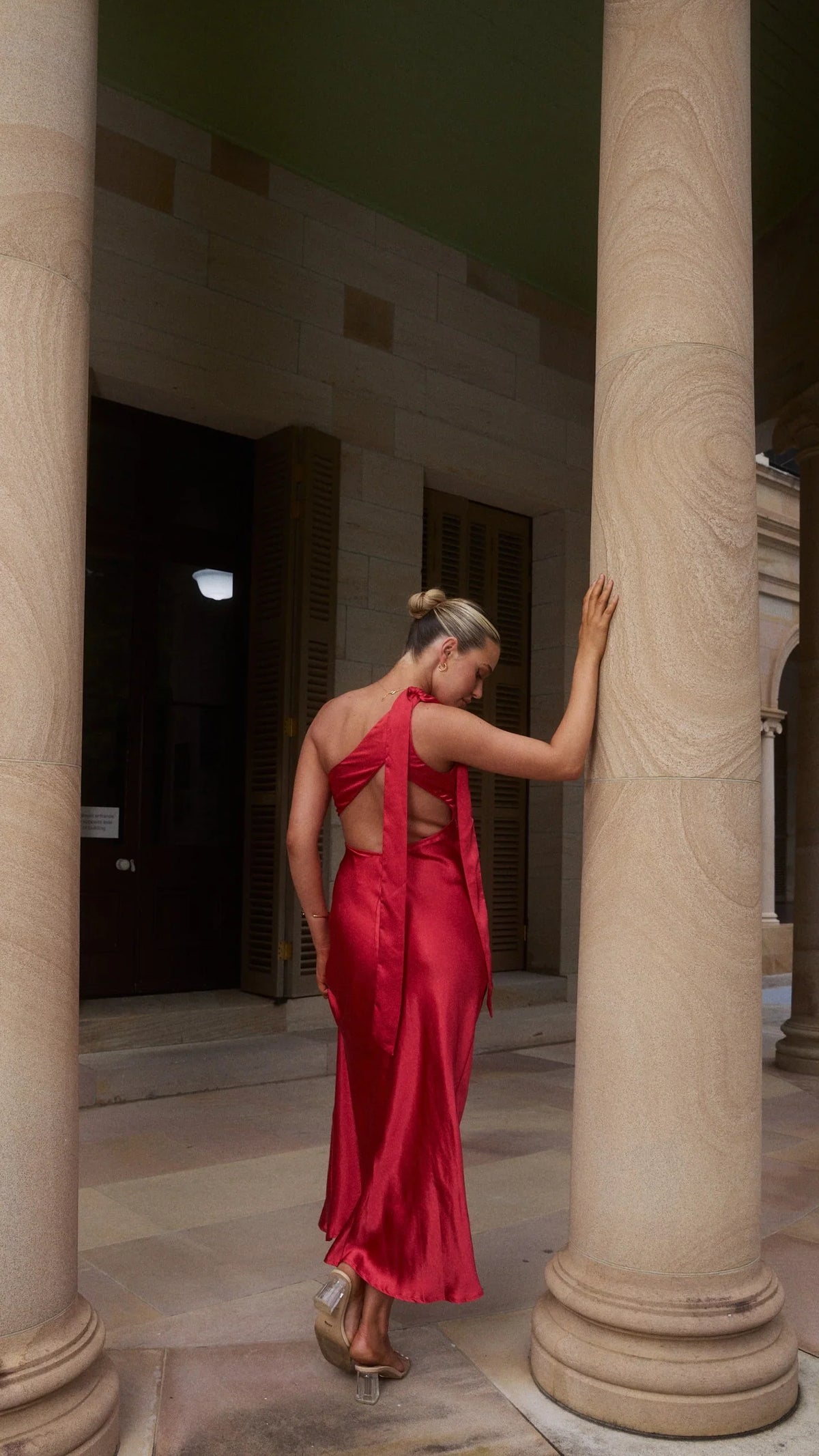 Halle One Shoulder Maxi Dress - Red