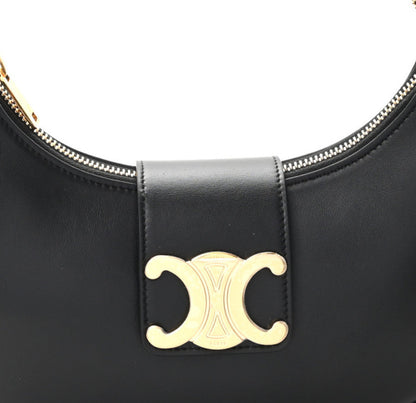 Smooth Calfskin Medium Strap Ava Triomphe Shoulder Bag Black