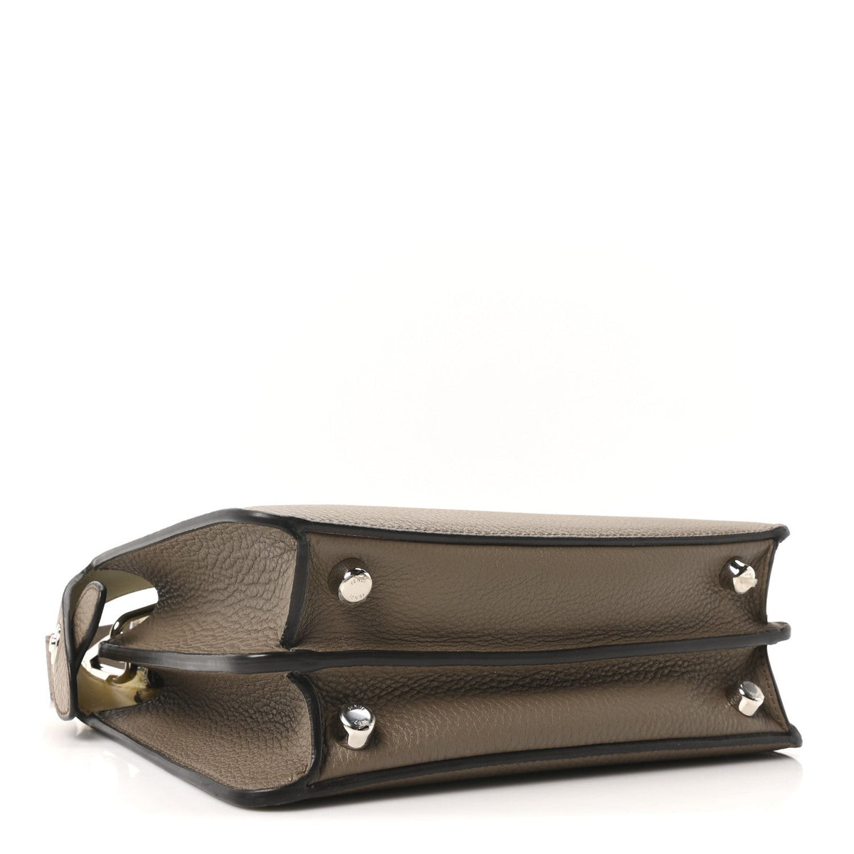 Cuoio Romano Vitello Cover Glazed Fabric Bi-Color FF 1974 Mini Peekaboo I SEE U Satchel Tartufo Banana Tobacco Moro