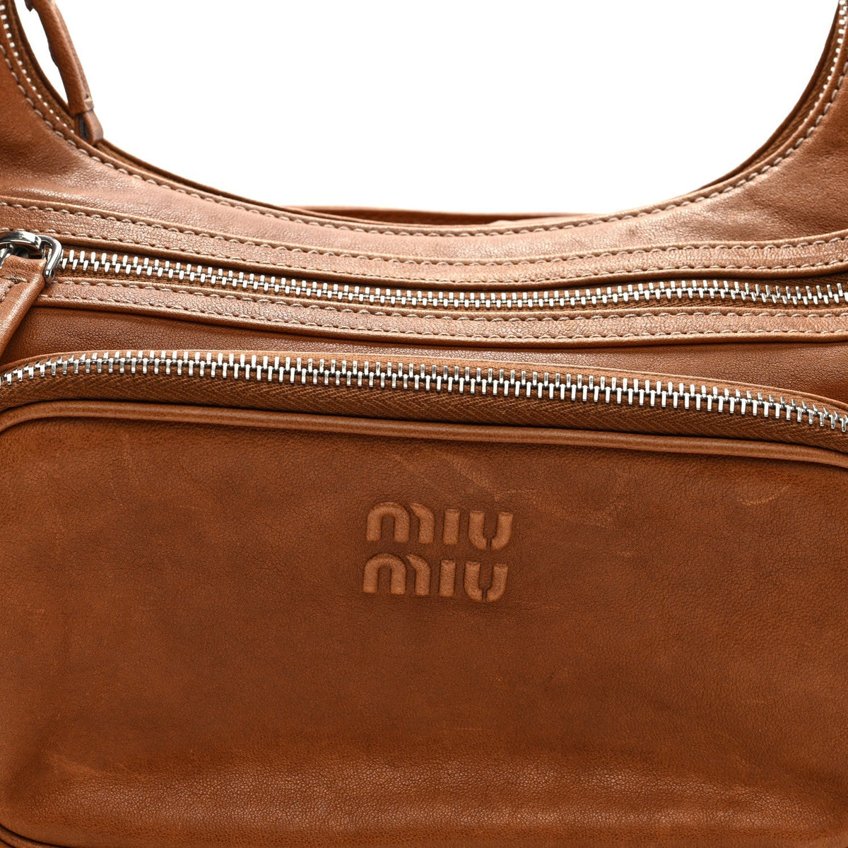 Nappa Large Multi Pocket Hobo Caramel