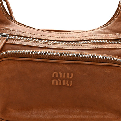 Nappa Large Multi Pocket Hobo Caramel