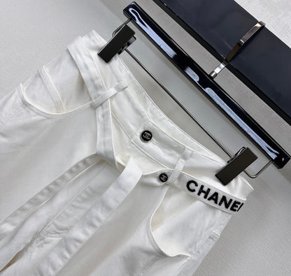 CC Wide-Leg Trousers White Cotton Lyocell 350198