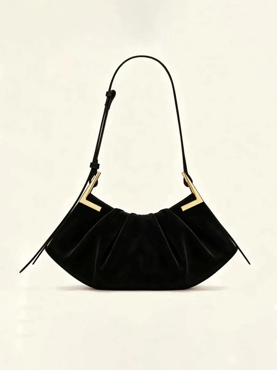 Ruby Velvet Pleated Handbag