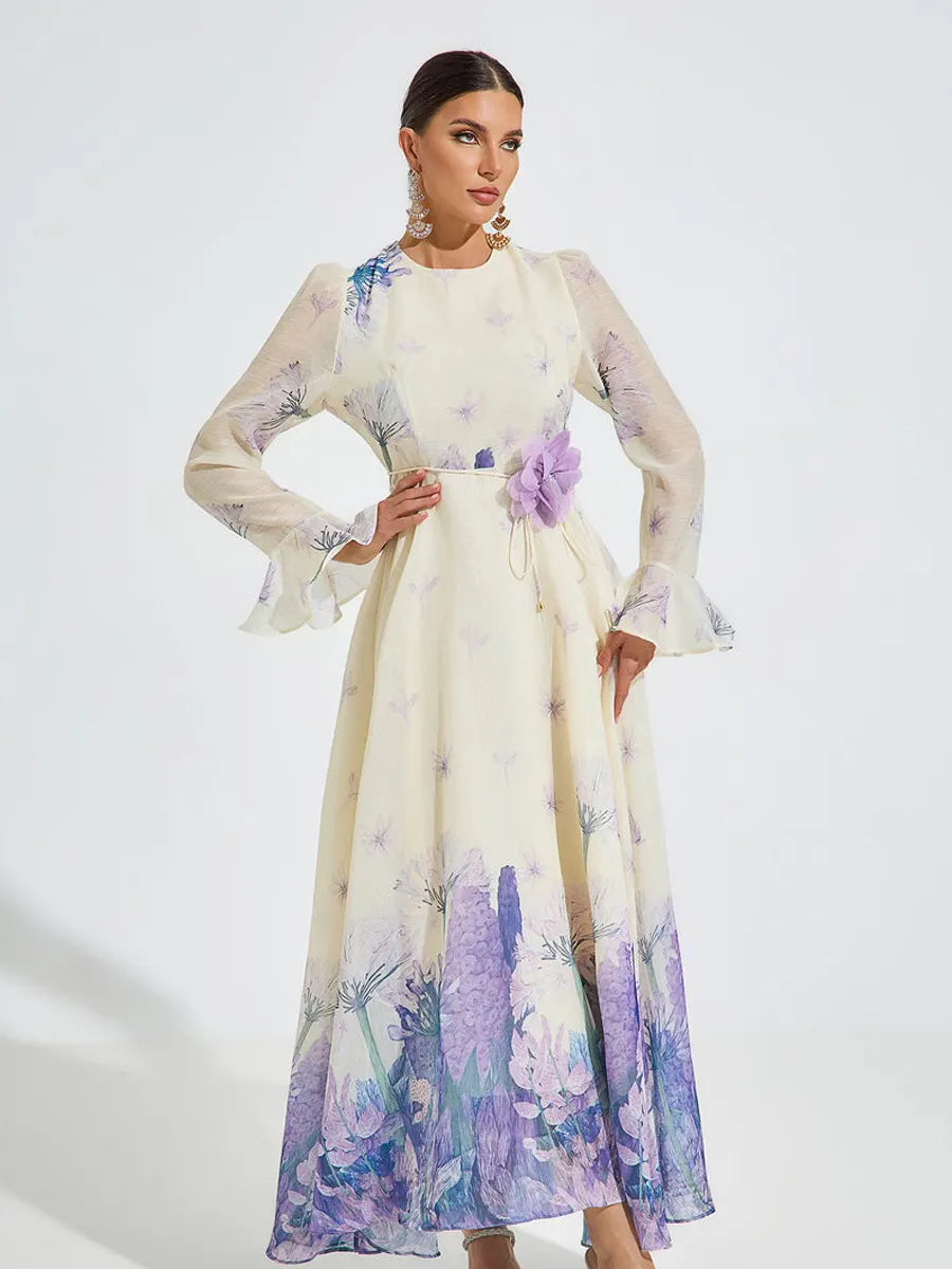 Halle Lilac Bloom Chiffon Maxi Dress