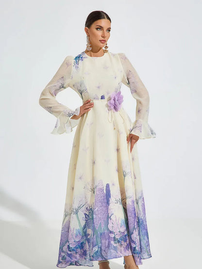 Halle Lilac Bloom Chiffon Maxi Dress