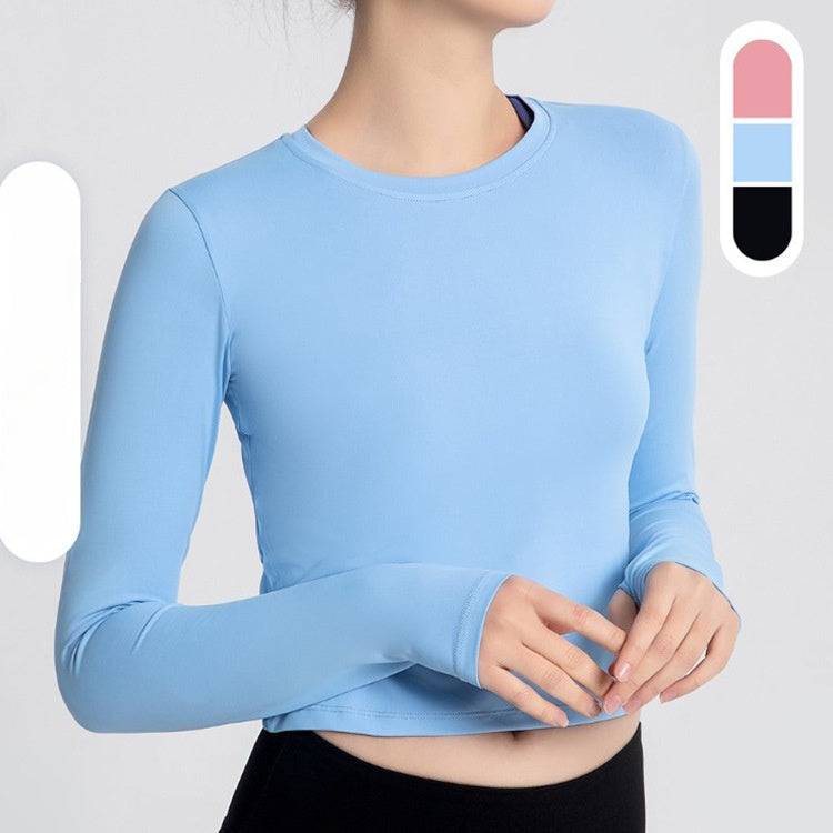 Sports Yoga Wear Women'S Loose Slimming Blouse And Quick-Drying Sportswear Solid Color Long-Sleeved Yoga Wear With Hollow Back