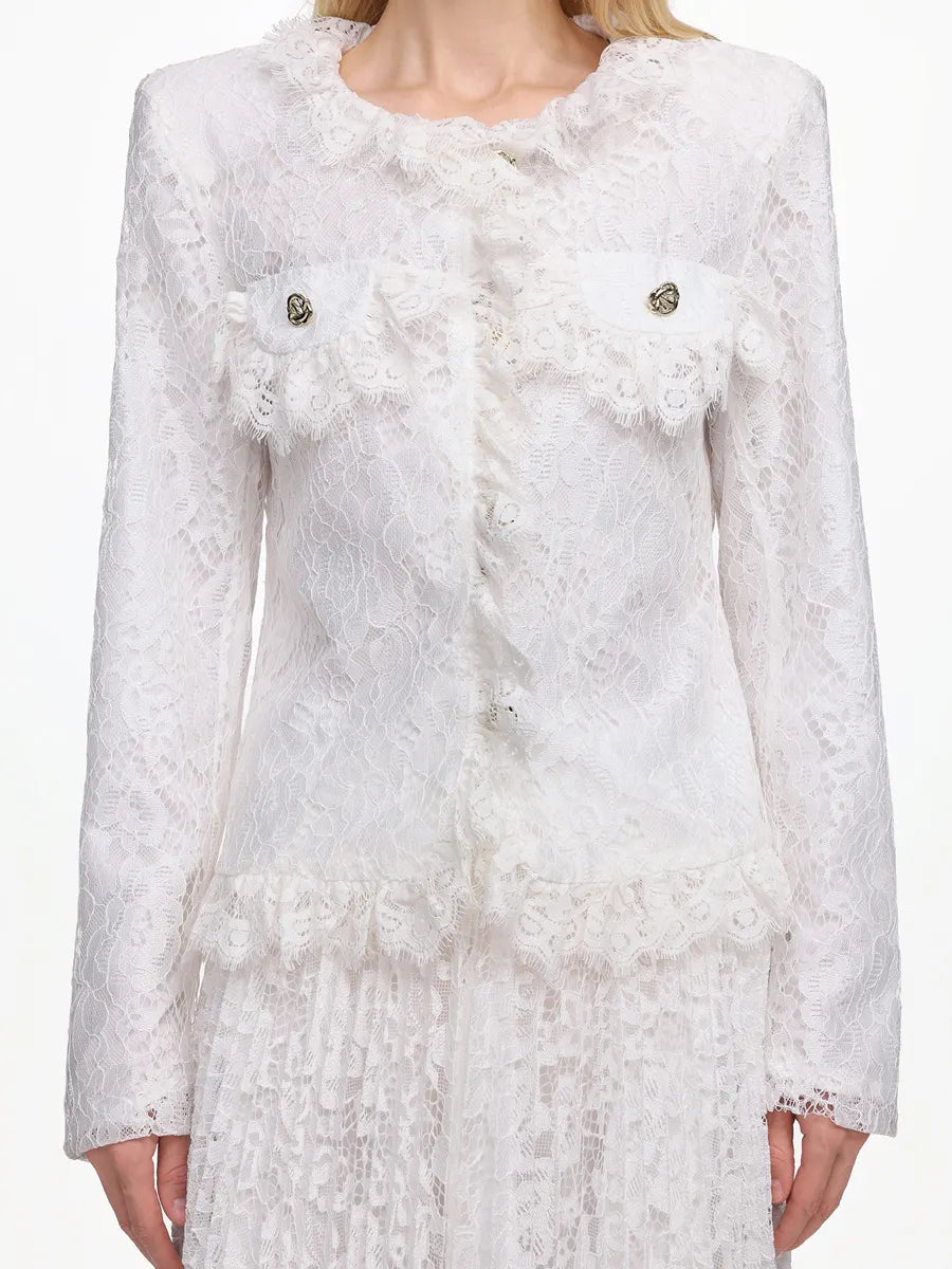 Marina Romantic Long Sleeve Lace Two Piece Set