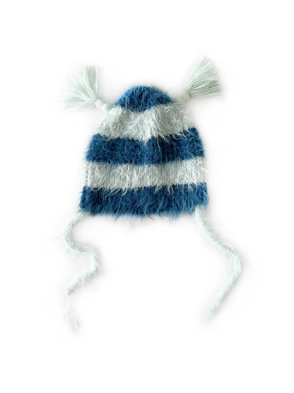 Haila - Cute Striped Knitted Beanie with Braids