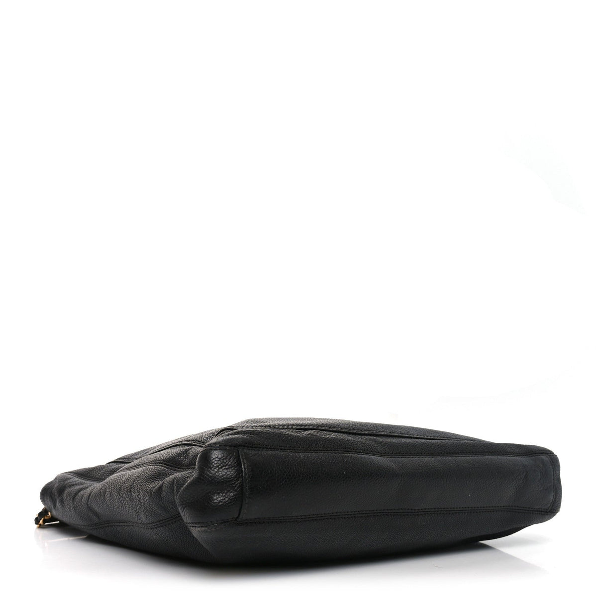Caviar Embroidered Logo Shoulder Bag Black