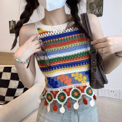 Vesty - Boho Colorblock Knit Vest- Comfortable &amp; Fit