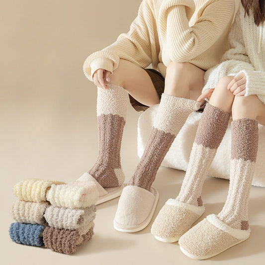 Rufia - Color Block Knee-High Towel Socks