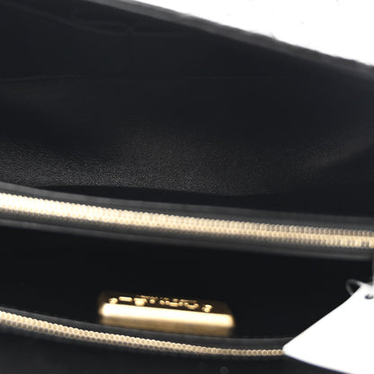 Snakeskin Small Coco Handle Flap Black