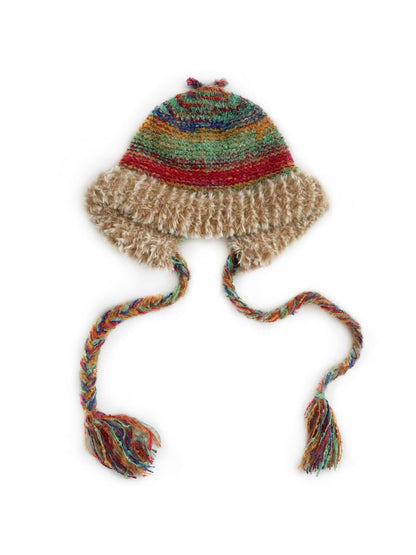 Haila - Colorful Stripes Knitted Beanie with Earflaps